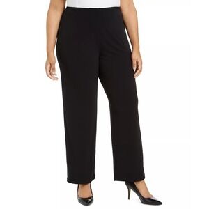 742324 Alfani Plus Size Tummy Control Straight-Leg Pants Black 14WP